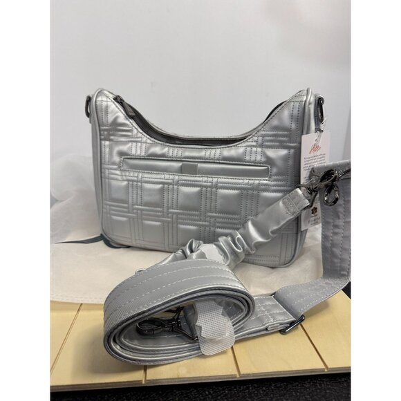Lug Groove Satin Luxe Crossbody NWT - Silver - Picture 3 of 6